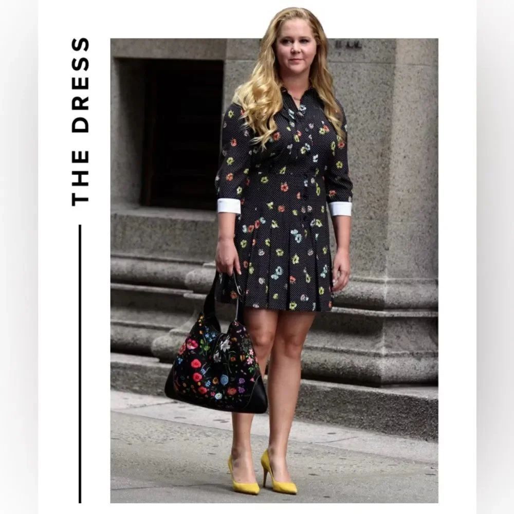 The Kooples L Preppy Camelia Dots Silk Floral Long Sleeve Shirt Pleated Dress